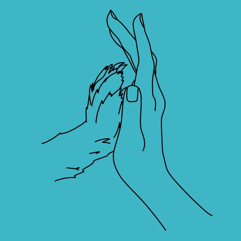 Hand mit Hundepfote dunkel