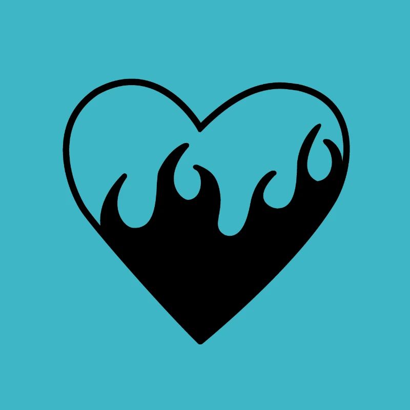 Black heart with flames