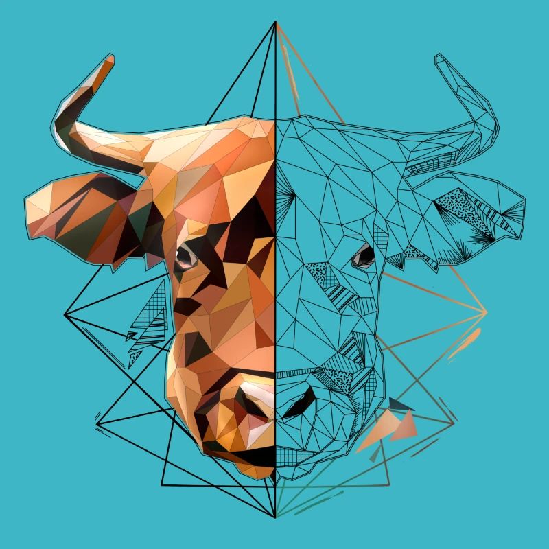 Low Poly Art Highland Beef Cool Polygon Tatouage