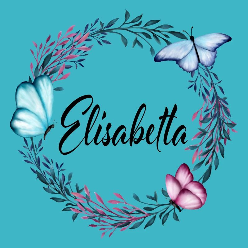 Elisabetta, Name, Schriftzug, Blumenkranz Geschenk