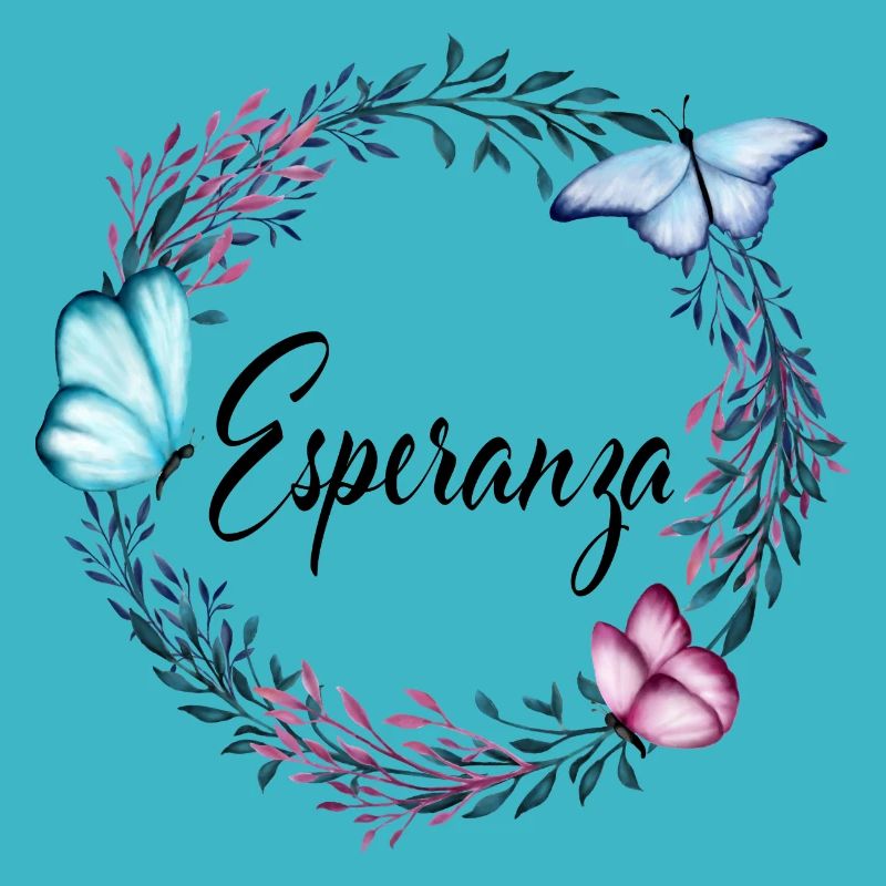 Esperanza, nom, lettrage, couronne de fleurs, cade