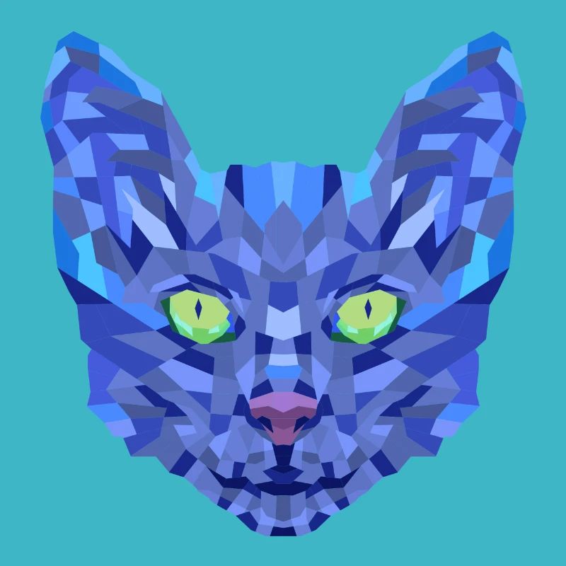 Chat Bleu Polygonal