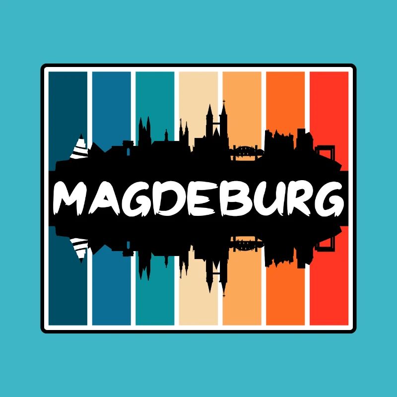 Magdeburg Germany Skyline Silhouette Travel Souven