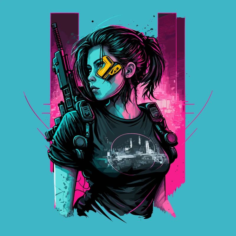 Atemberaubende digitale Illustration eines Punk-Mädchens