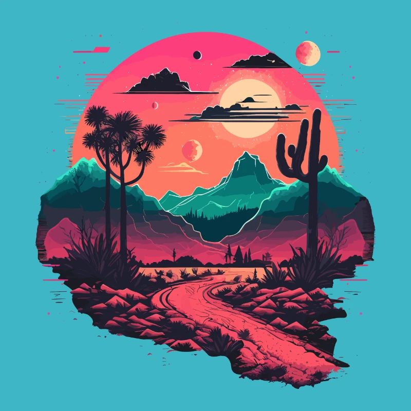 Montagnes Synthwave