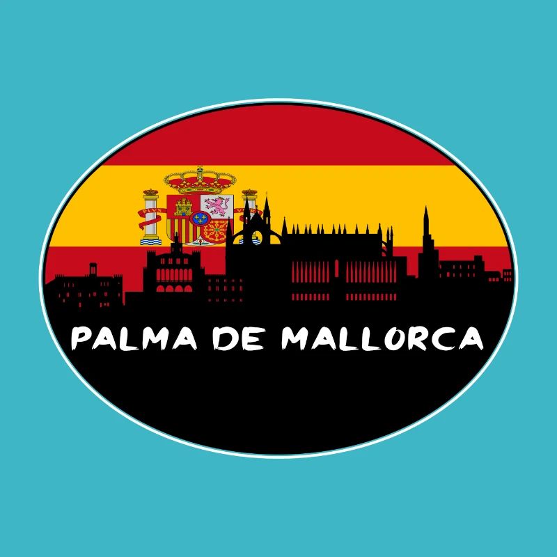 Palma de Mallorca Spanien Flagge Skyline Silhouette Tr