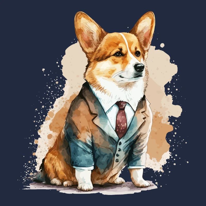 Formal Corgi Illustration