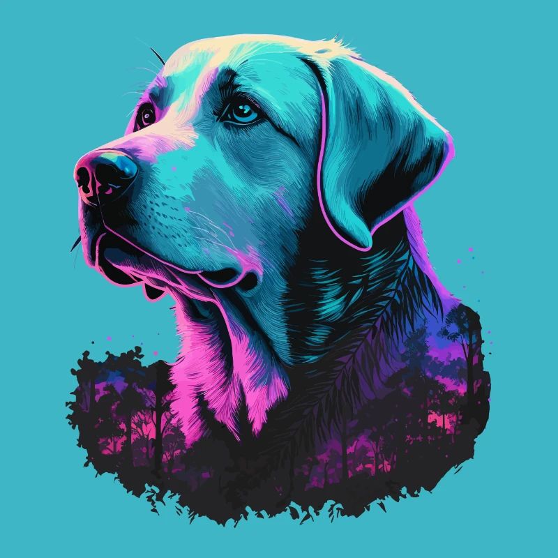 Labrador retriever blanc à Night Forest