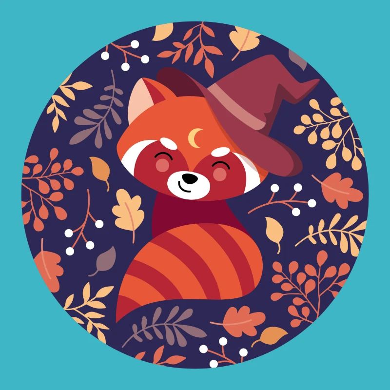 red panda with autumn pattern