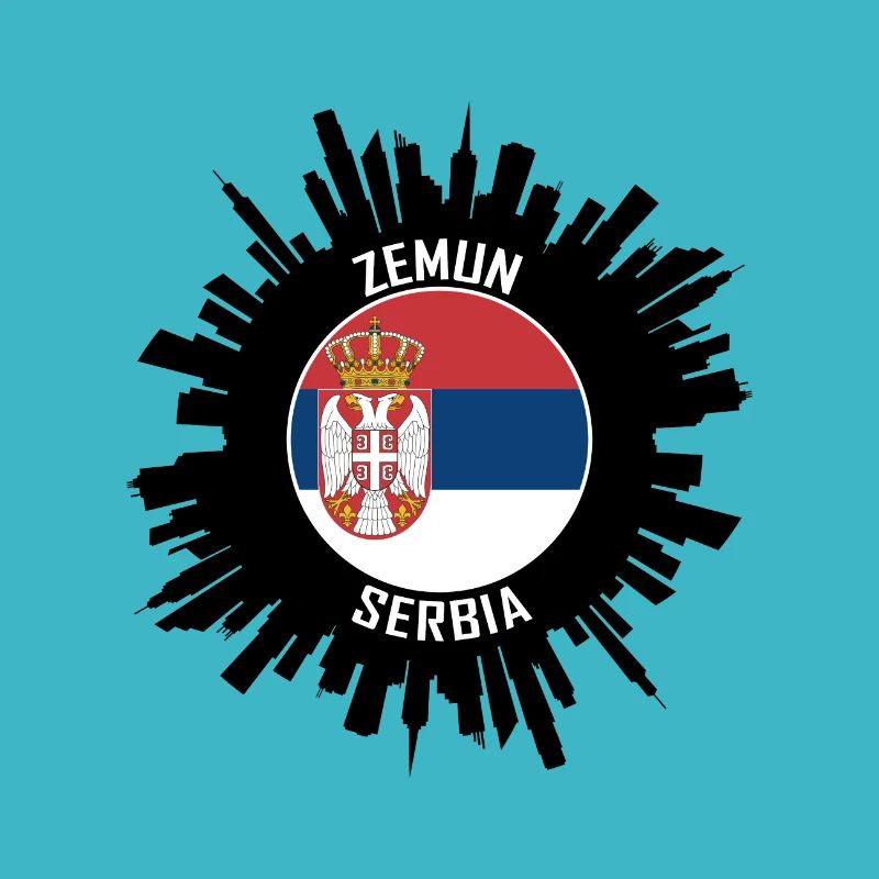 Zemun Skyline Serbien Flagge Reise Souvenir