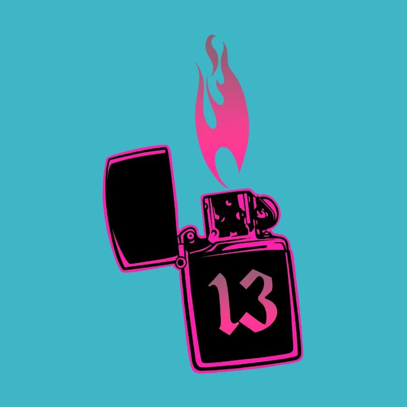 Lighter fire number 13 pink