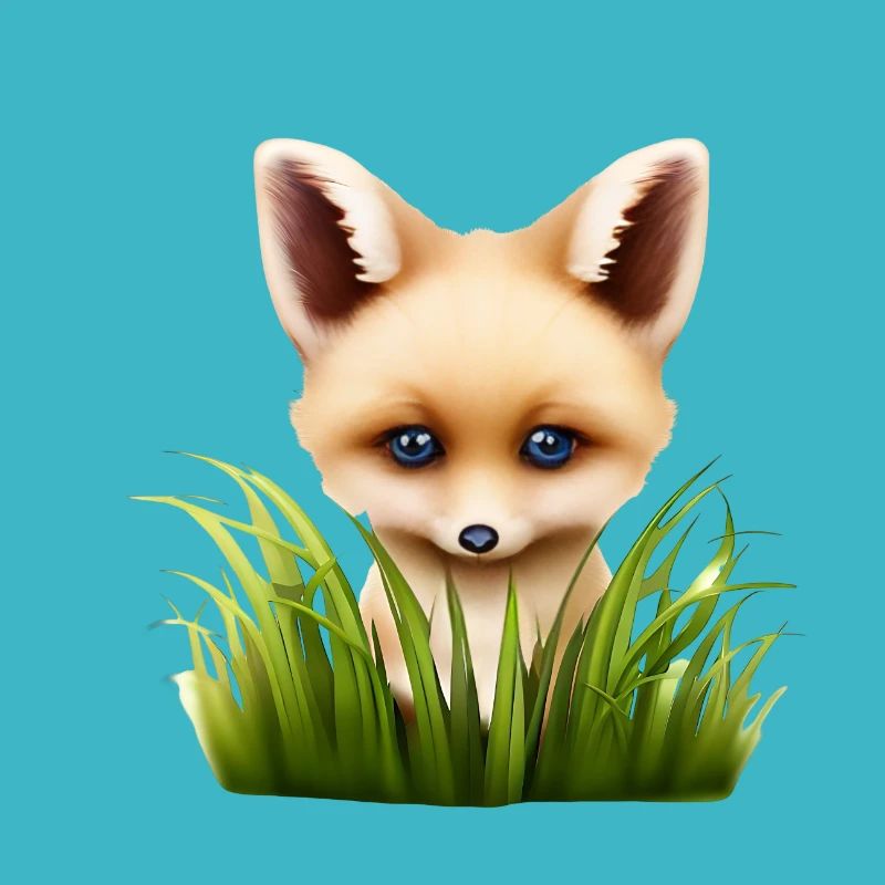 Petit renard caché dans l’herbe