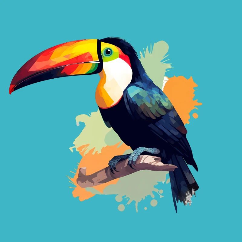 Toucan vert orange éclaboussure de couleur