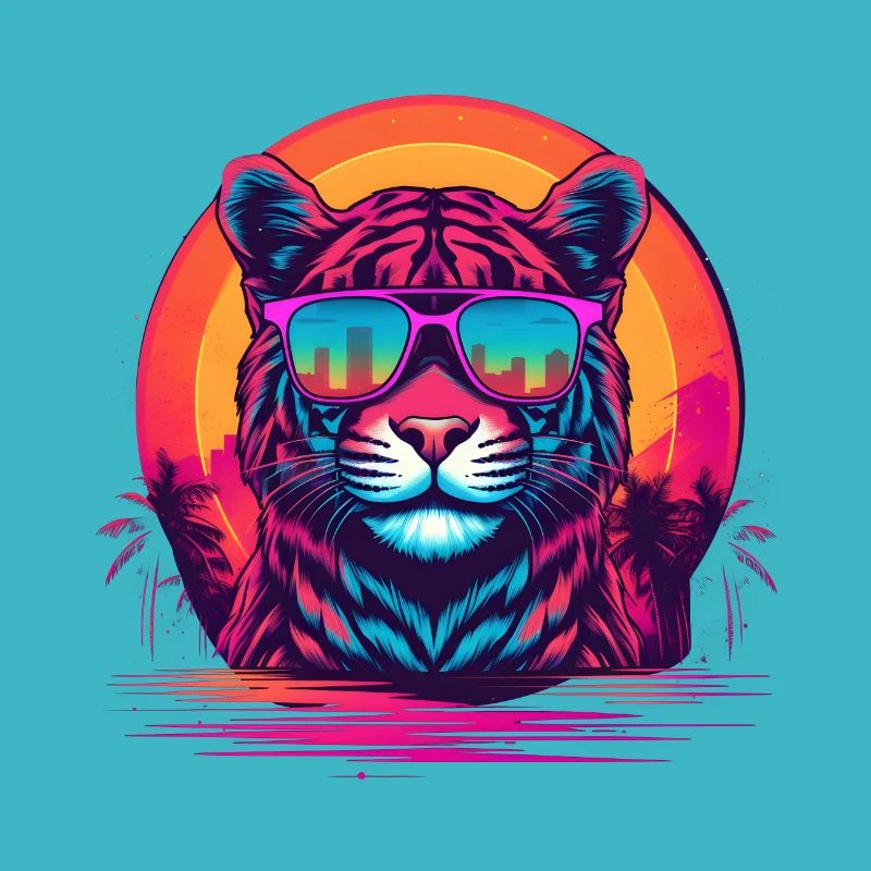 Synthwave Tiger Sunset