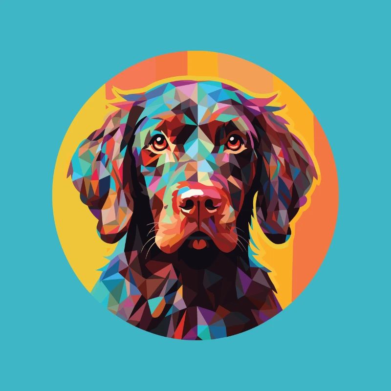 Pudelpointer Dog Breed Watercolor Illustration