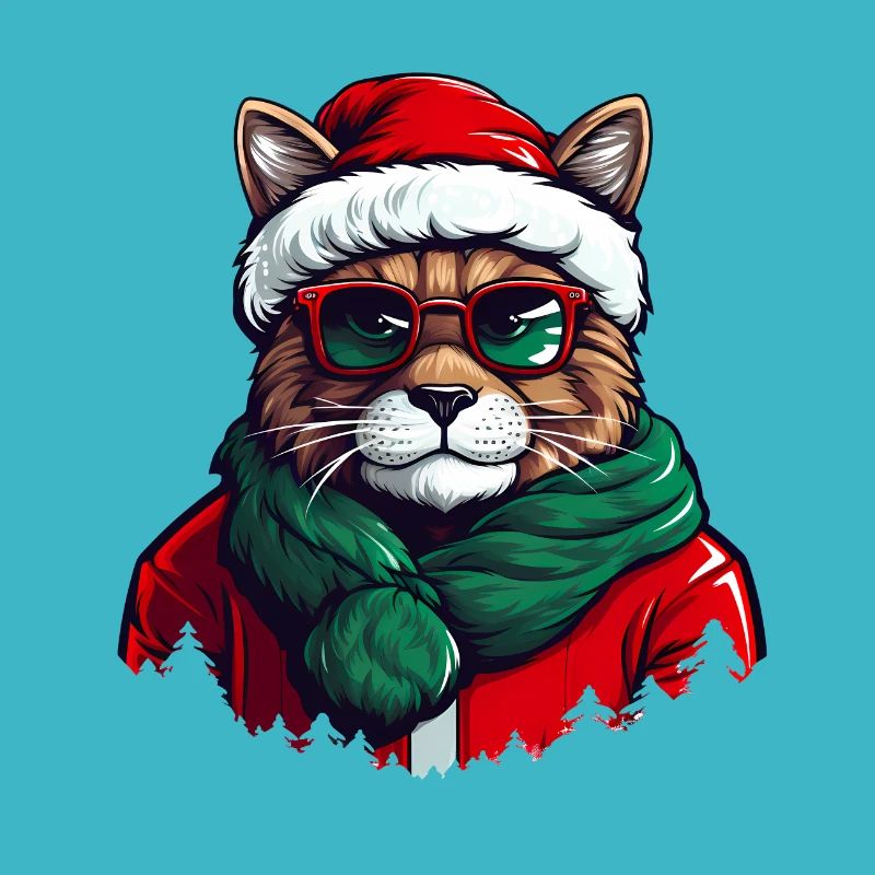 Coole Weihnachtskatze mit Sonnenbrille