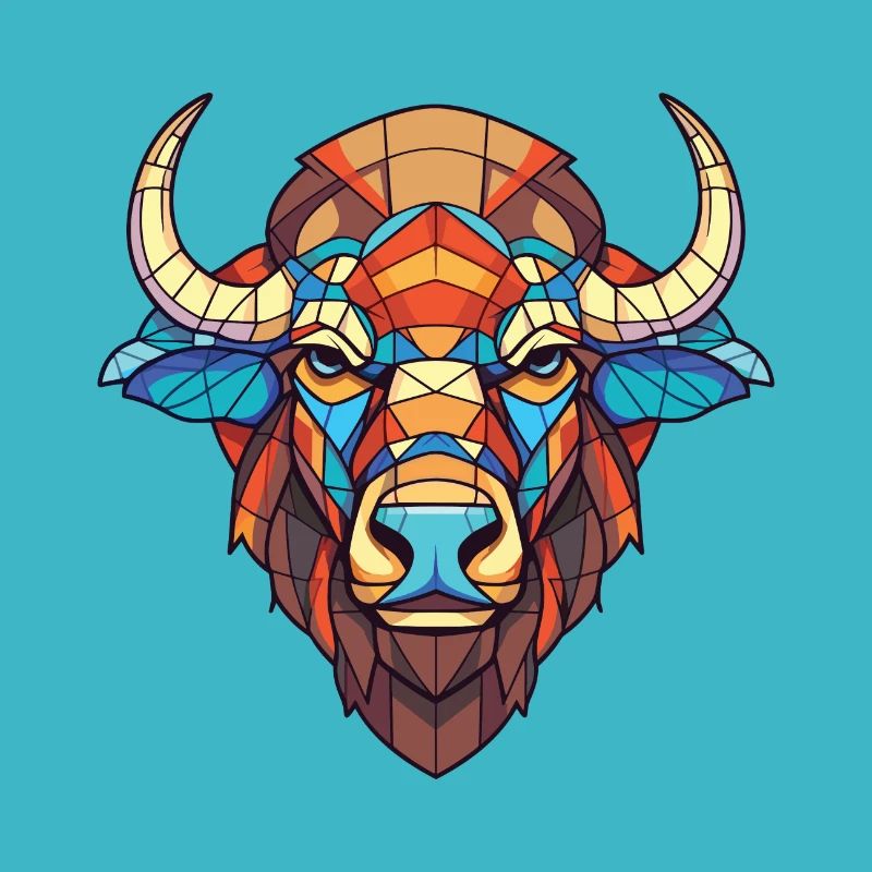 Bison Afrikanischer Büffel Buntes Aquarelltier