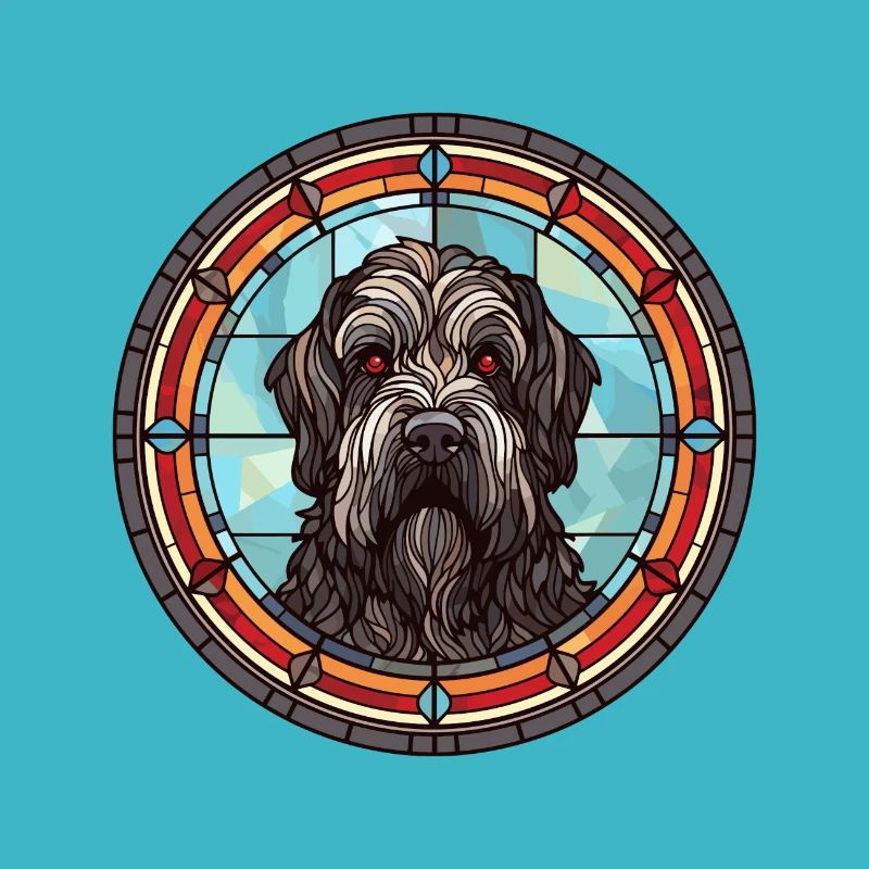 Schwarz Russischer Terrier Hunderasse Buntglas Colo