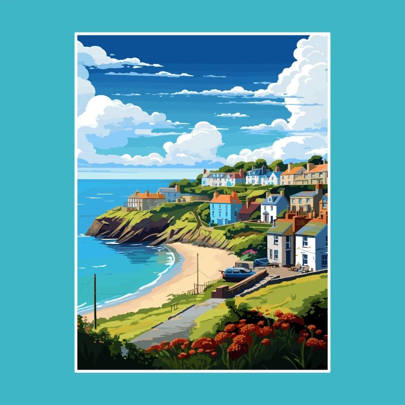 La péninsule de Roseland Cornwall affiche de voyage