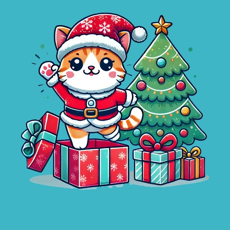 Katze Merry Christmas High Five 4 2