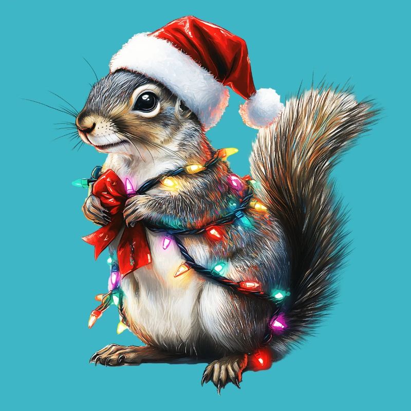 Écureuil aux guirlandes lumineuses - Pull de Noël