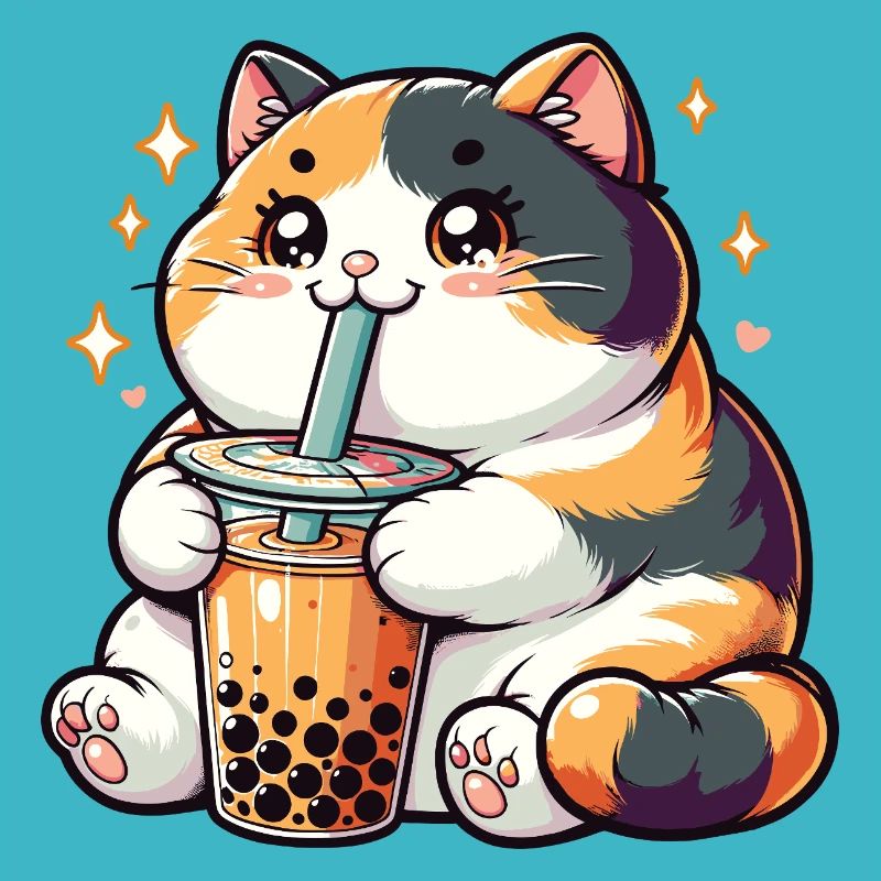 Cats Drinking Bubble Tea kawaii Boba Cat