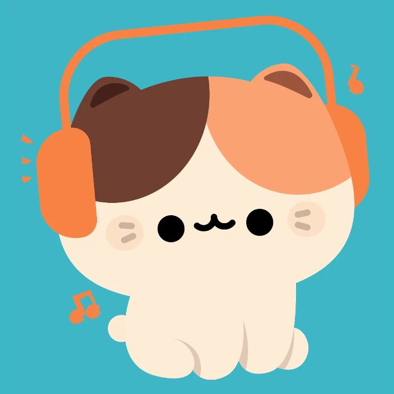 Chat kawaii avec casque design