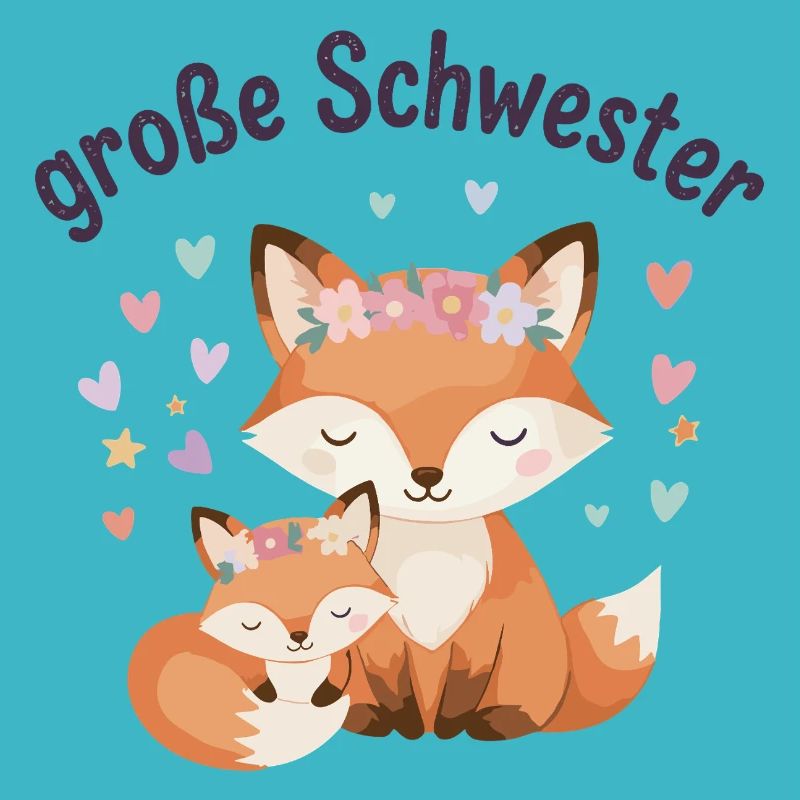 Große Schwester Fuchs mit Blumenkranz