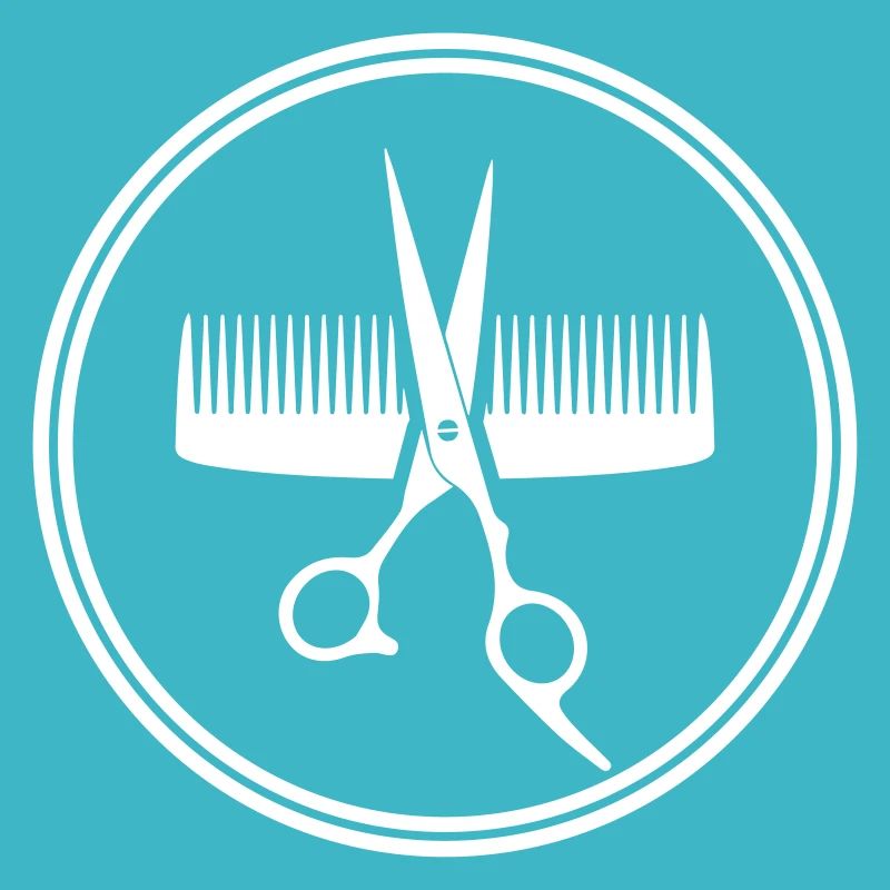 Schere kamm icon symbol kreis