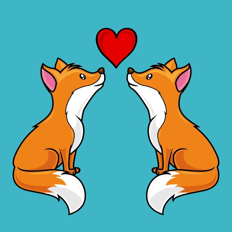 fuchs comic liebe herz paar