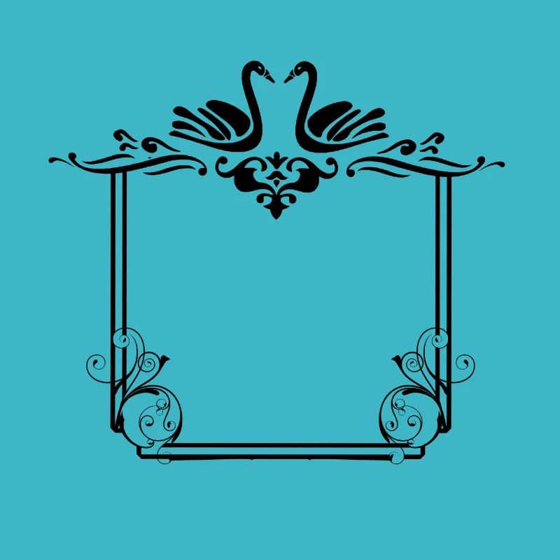 Kissing Swans Black Frame