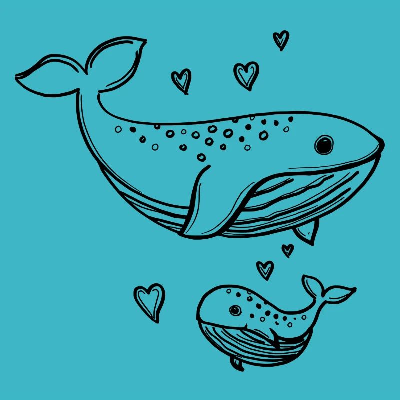 Mama Whale and Baby Whale