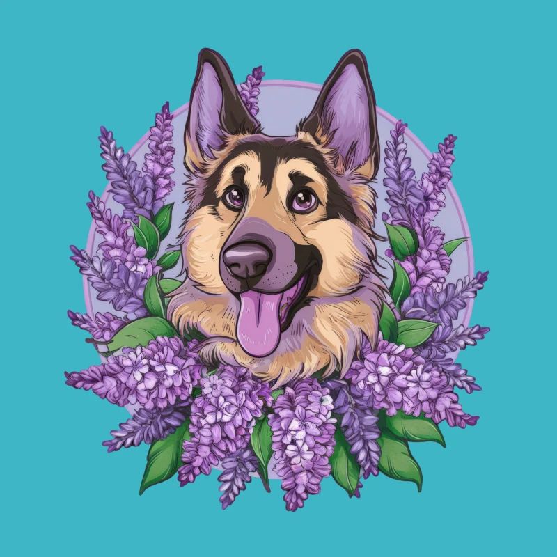 Cute German Shepherd with Lilac