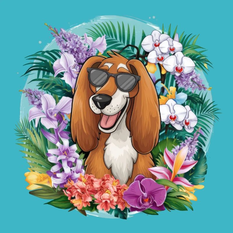 Afghanischer Windhund mit farbenfrohen Blumen
