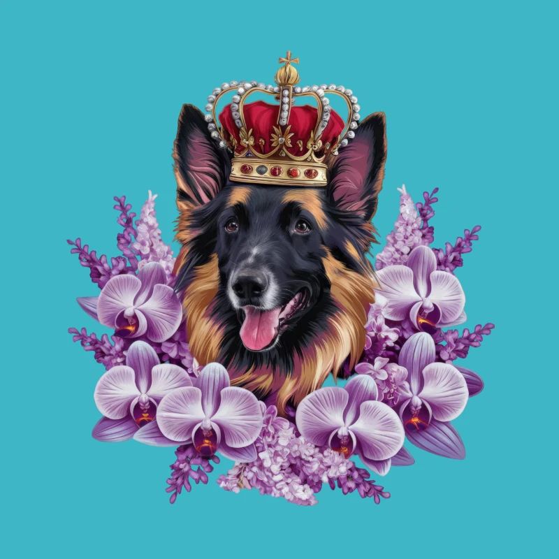 Belgischer Schäferhund mit Krone, Fliedern