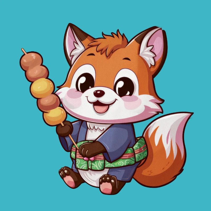 Renard Kawaii avec Hanami Dango