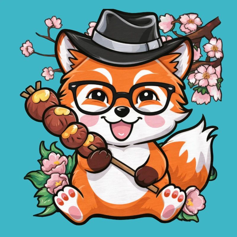 Renard Kawaii avec Hanami Dango