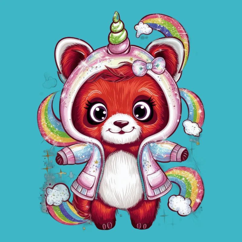 Roter Einhorn Panda