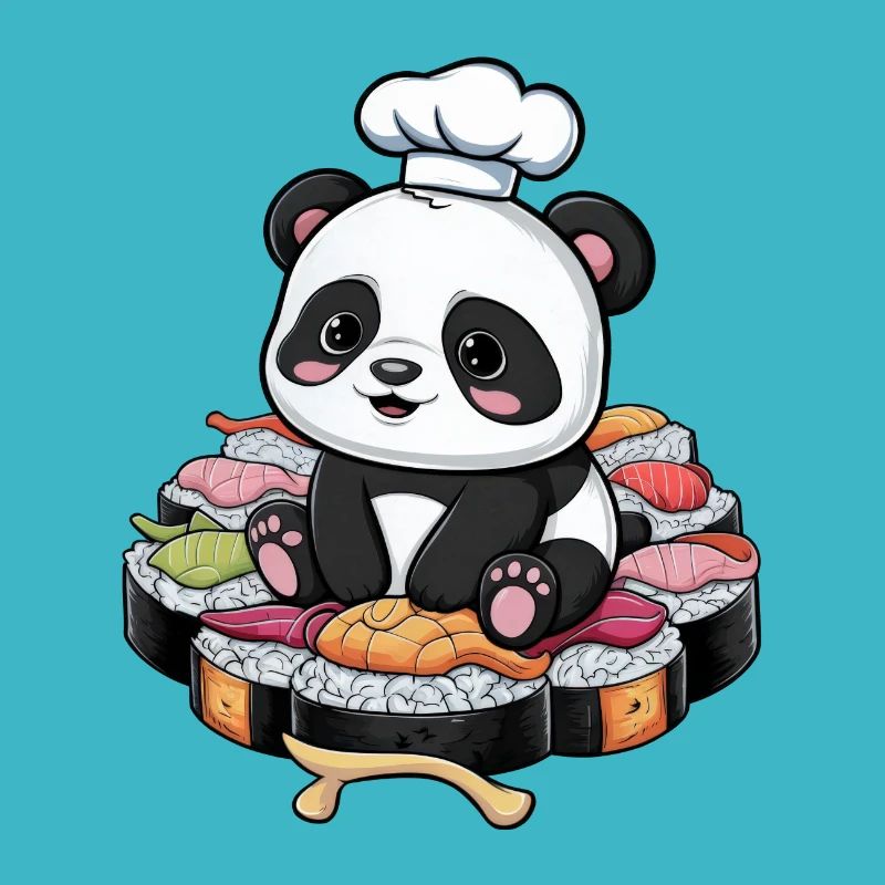 Süßer Kawaii Panda mit großer Sushi Variation