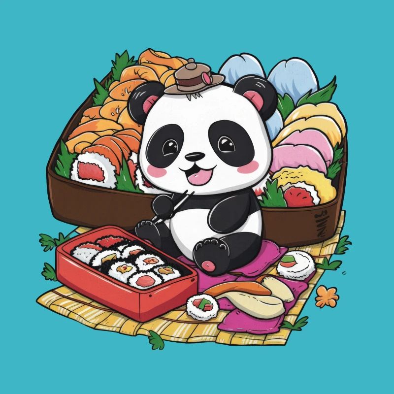 Red Kawaii Panda with Lunch Box
