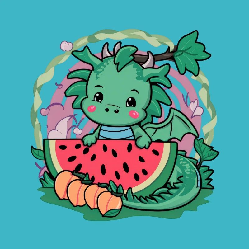 Dragon Kawaii aux pêches et pastèque