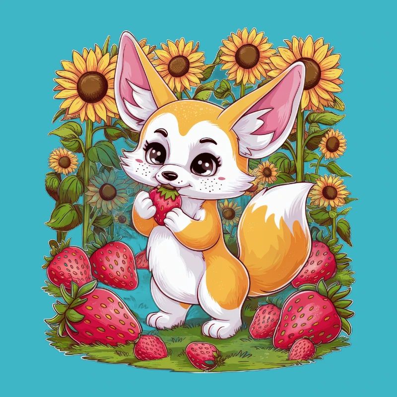 Fennec Desert Fox with Tulips and Lemons