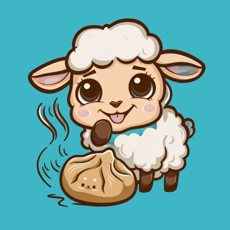Kawaii sheep with stuffed dumpling