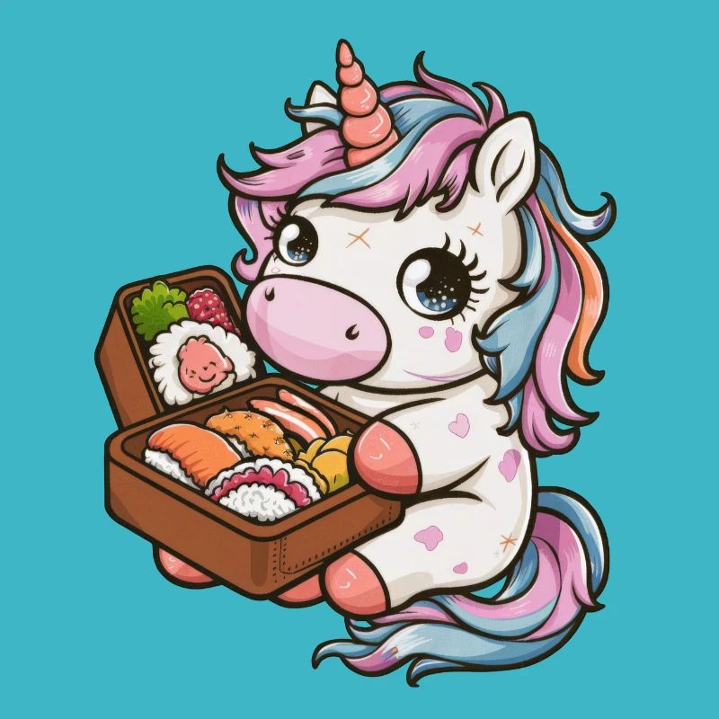 Knuddeliges Kawaii Einhorn mit Lunch Box