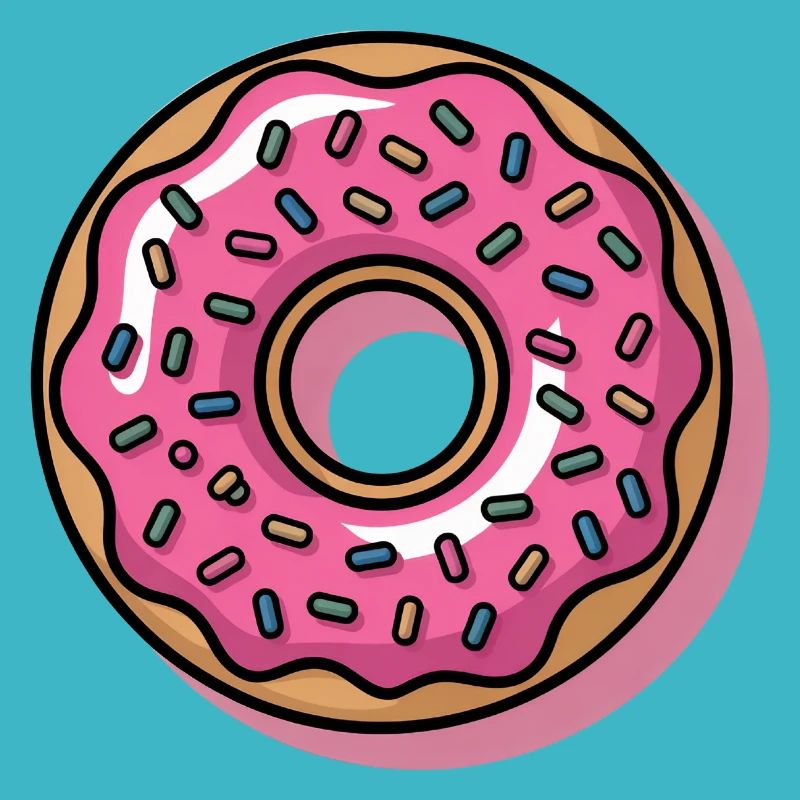 Pop Art Pink Donut Retro Motif