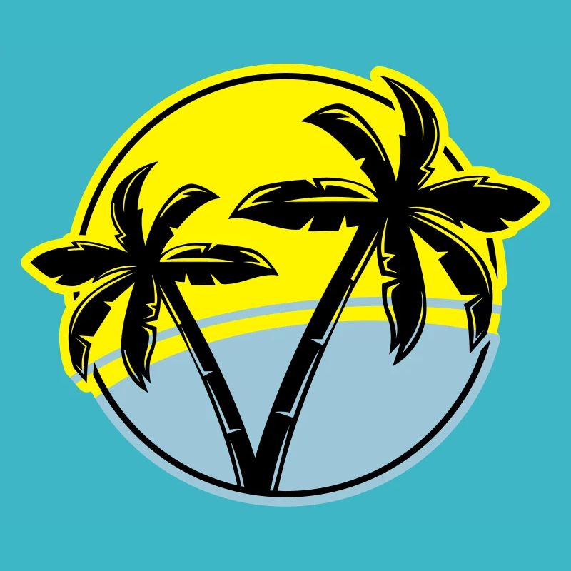 palm silhouette circle beach
