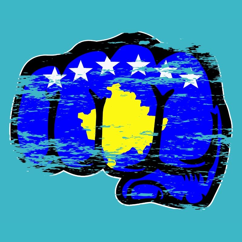 Poing de la main du drapeau du Kosovo utilisé