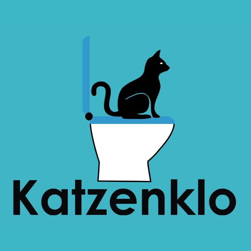 Bac à litière bleu avec écriture