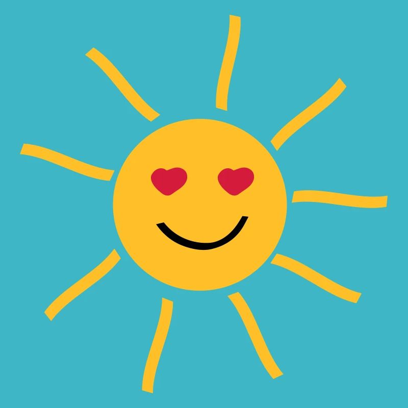 lachende Sonne mit Augen in Herzform