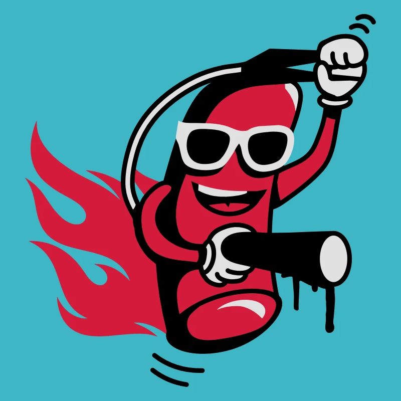 A funny fire extinguisher with glasses